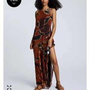 Kenneth Cole Asymmetrical Dress in Brown and Black